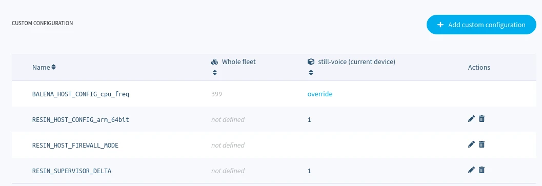 Add custom device configuration